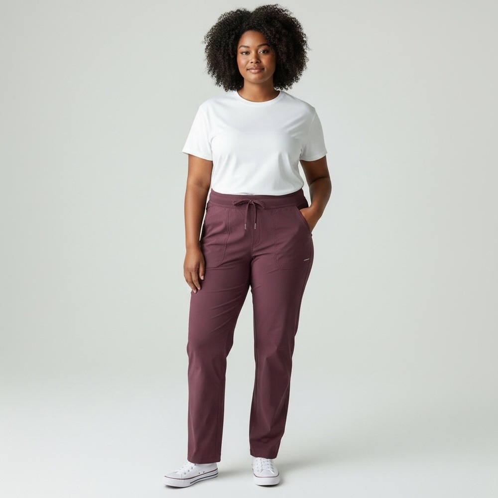 LL BEAN Vista Camp Pull On Pants 1X Maroon Hiking Outdoor Gorpcore Comfy Fall